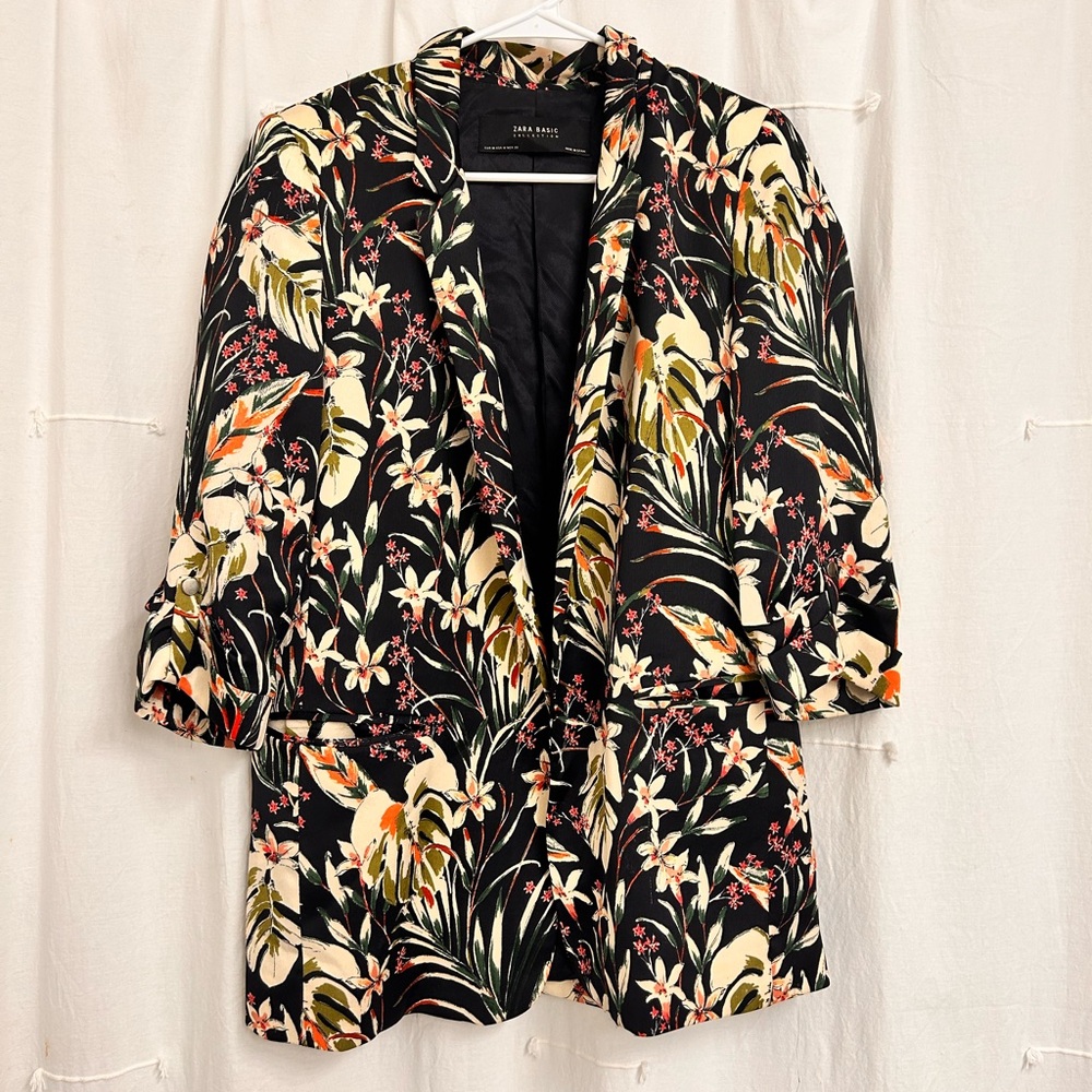 Zara 2016 Multicolor Floral Blazer